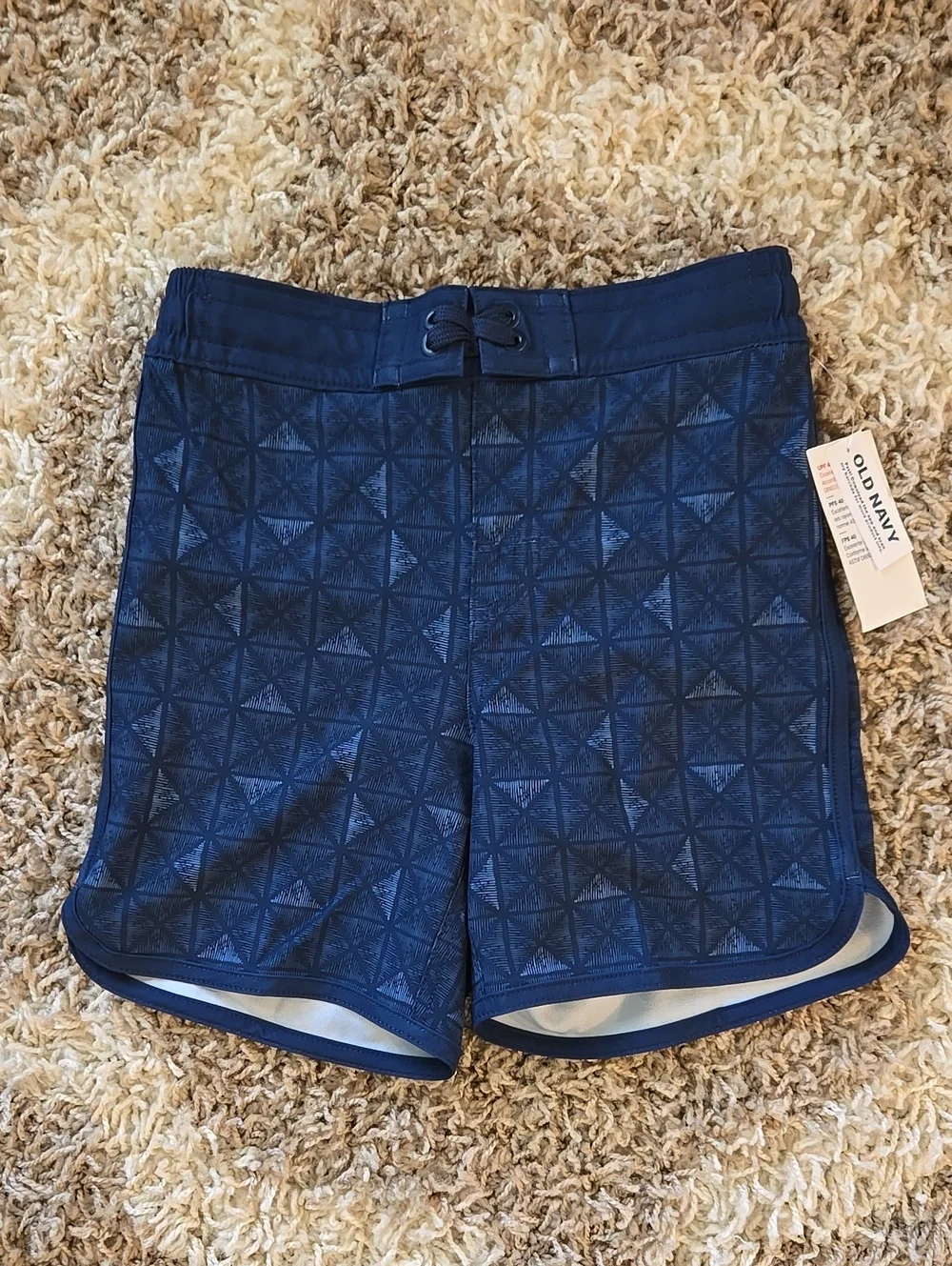 NWT Old Navy Dark Blue Geometric Swim Shorts